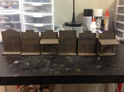 My old west town with airbrushed basecoats.